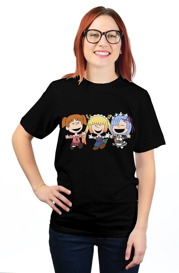 Anime Girls in Peanuts style Crossover T-shirt