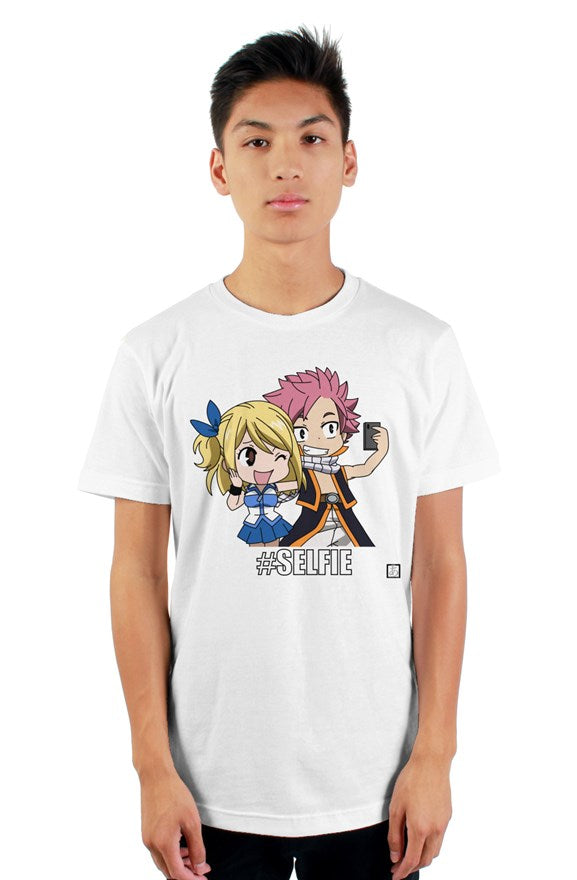 Fairy Tail Natsu and Lucy selfie mens T-shirt