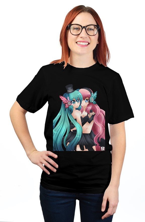 Hatsune Miku and Megurine Luka black T-shirt