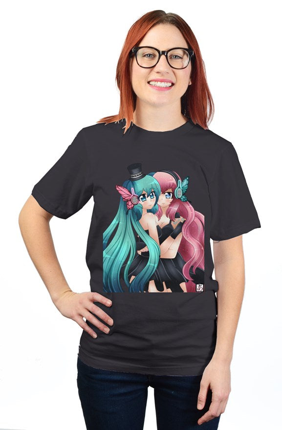 Hatsune Miku and Megurine Luka dark gray T-shirt