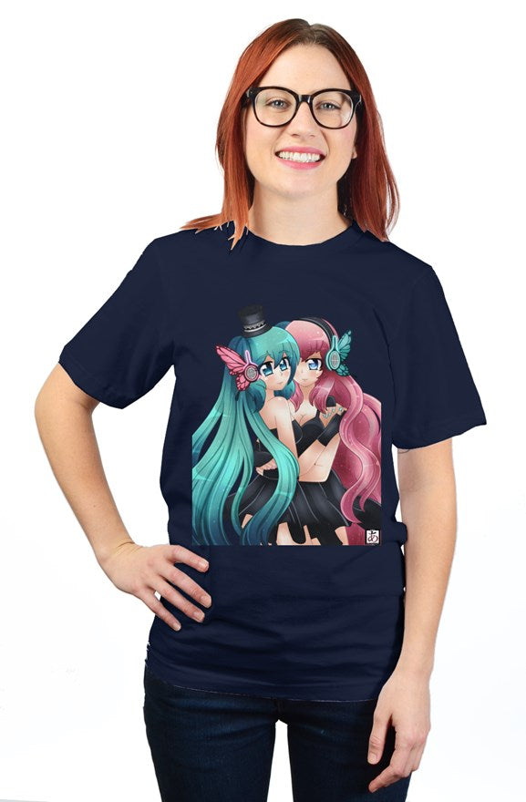 Hatsune Miku and Megurine Luka navy blue T-shirt